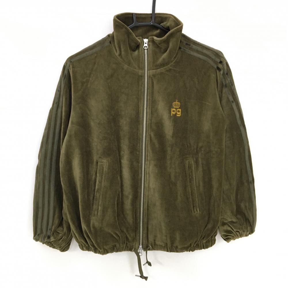美品】パーリーゲイツ ジャケットブルゾン カーキ 起毛 袖3ライン