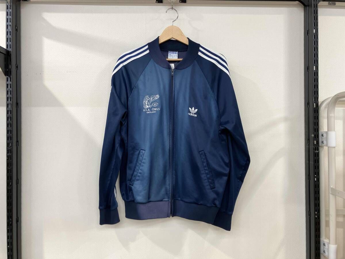 adidas アディダス ATP トラックジャケット ジャージ ジップアップジャケット サイズL 紺 ネイビー メンズ 80 s 刺繍 色褪せ 穴有り