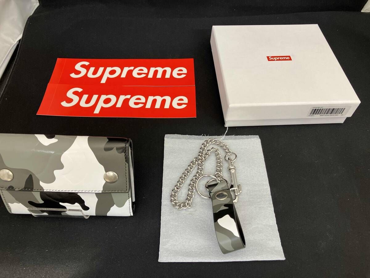 Supreme シュプリーム Leather Chain Waller Snow Camo レザーチェーンウォレット スノーカモ 二つ折り財布 25 ss