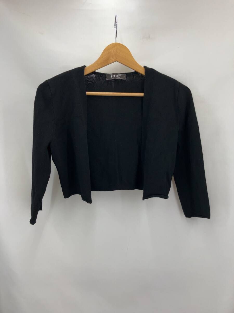 FOXEY フォクシー 26874 ニットボレロ 七分袖カーディガン サイズ38 ブラック 通年