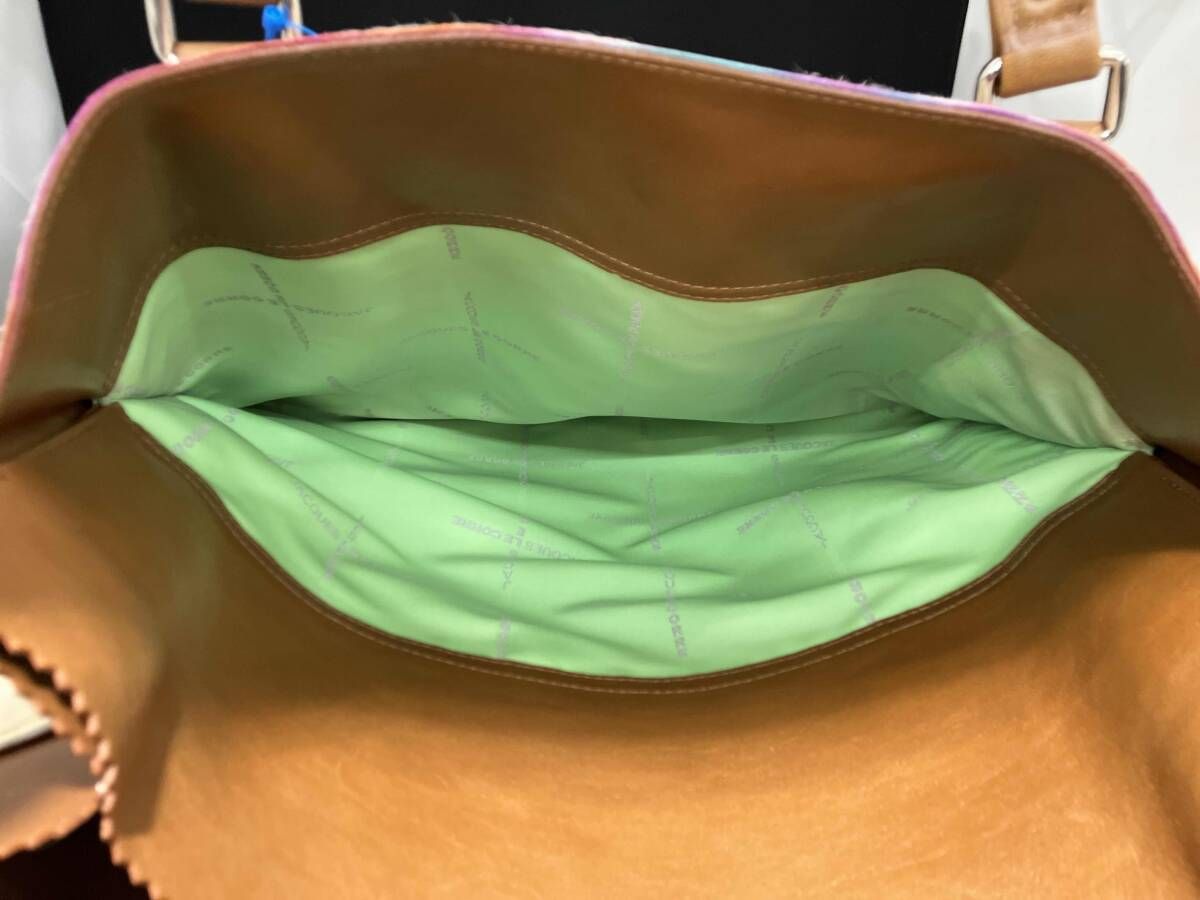  JACQUES LE CORRE ジャック ル コ ハラコトート レザーバッグ ファー キャメル マルチ フランス製 内側底汚れ有り トートバッグ バッグ