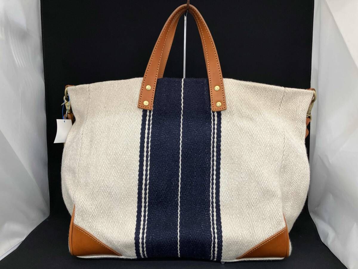 Seagull Ship シーガルシップ ヘリンボーン ショルダーバッグ トートバッグ 2 way レザー ホワイト ネイビー キャメル