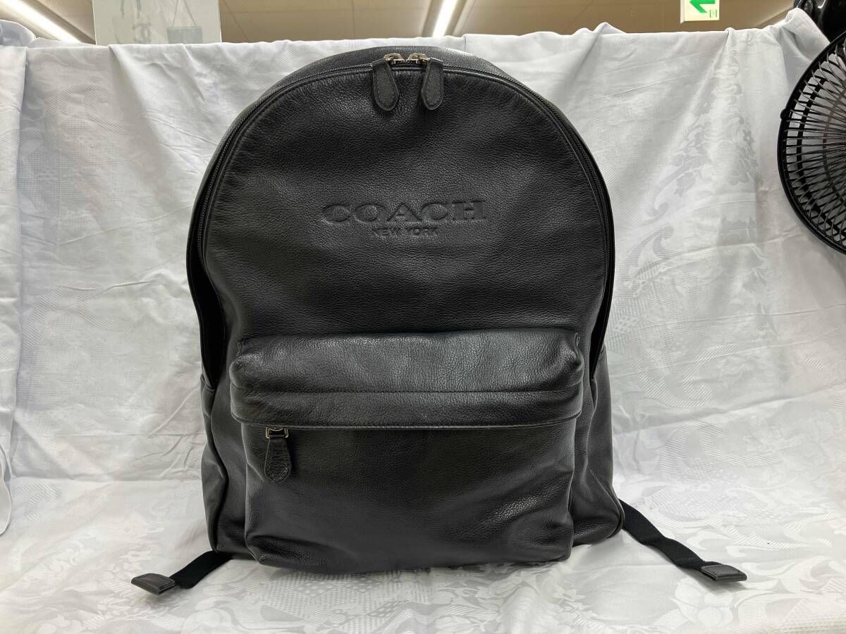 COACH コーチ リュックサック 黒 レザー 外寸目安 cm 折りたたみ発送