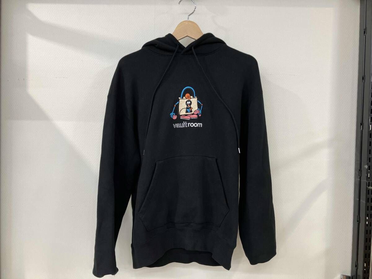 vaultroom ボルトルームLOGO HOODIE ロゴフーディー ビッグシルエット Mサイズ BLK 刺繍 綿