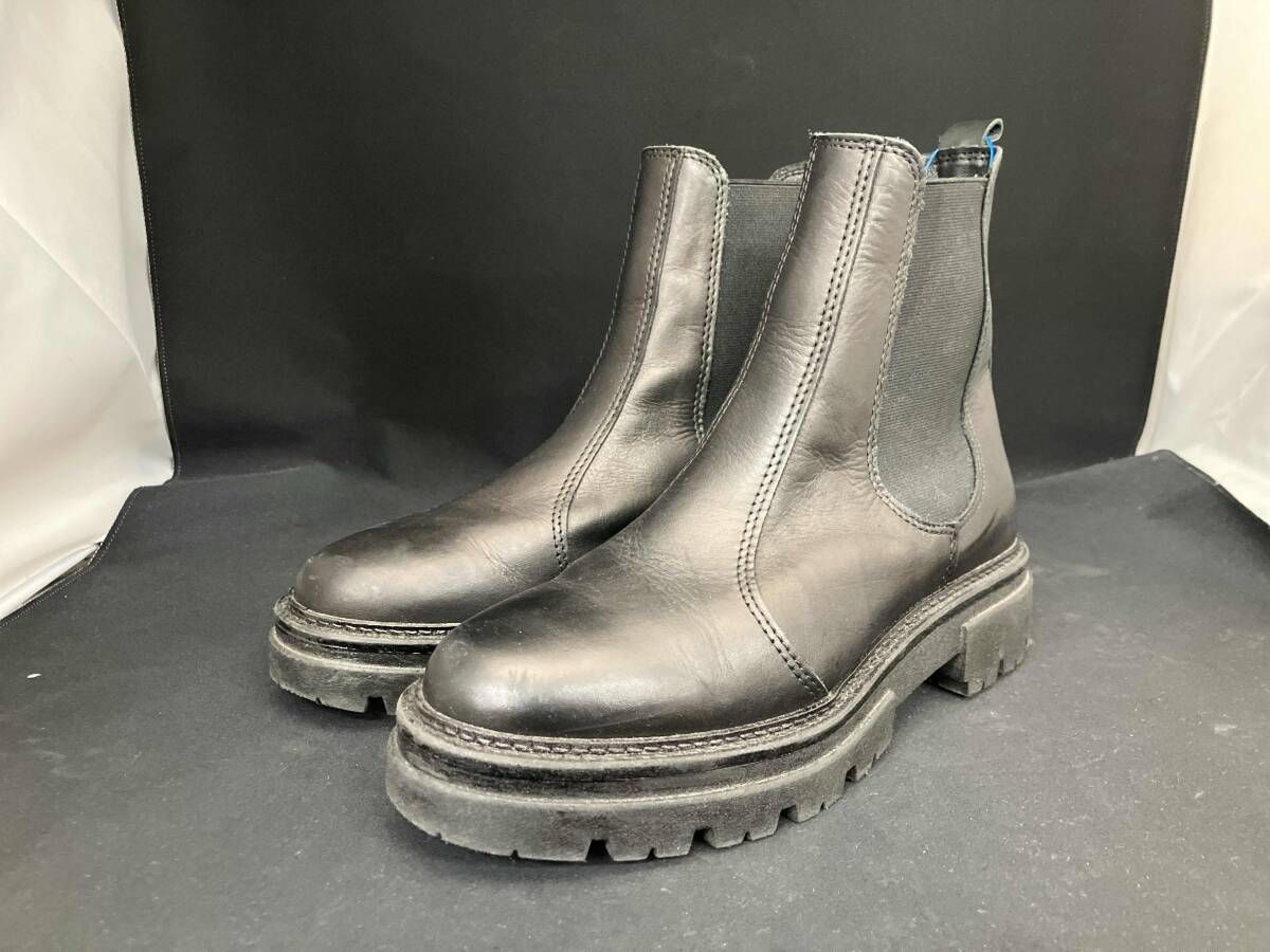 ENESS エネス ショートブーツ サイドゴアブーツ サイズ38 レザー 黒 ブラック Made in Italy レディース 踵擦り減り有り