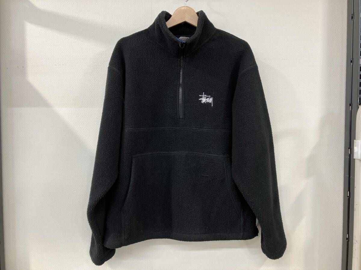 stussy ステューシー フリースジャケット ハーフジップ ハイネック サイズS ブラック 黒 ポリエステル 中国製