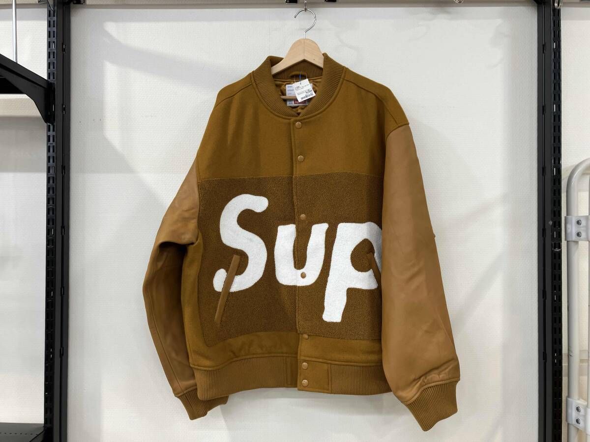Supreme シュプリーム Big Logo Chenille Varsity Jacket スタジャン サイズXXL マスタード メンズ 汚れ有り