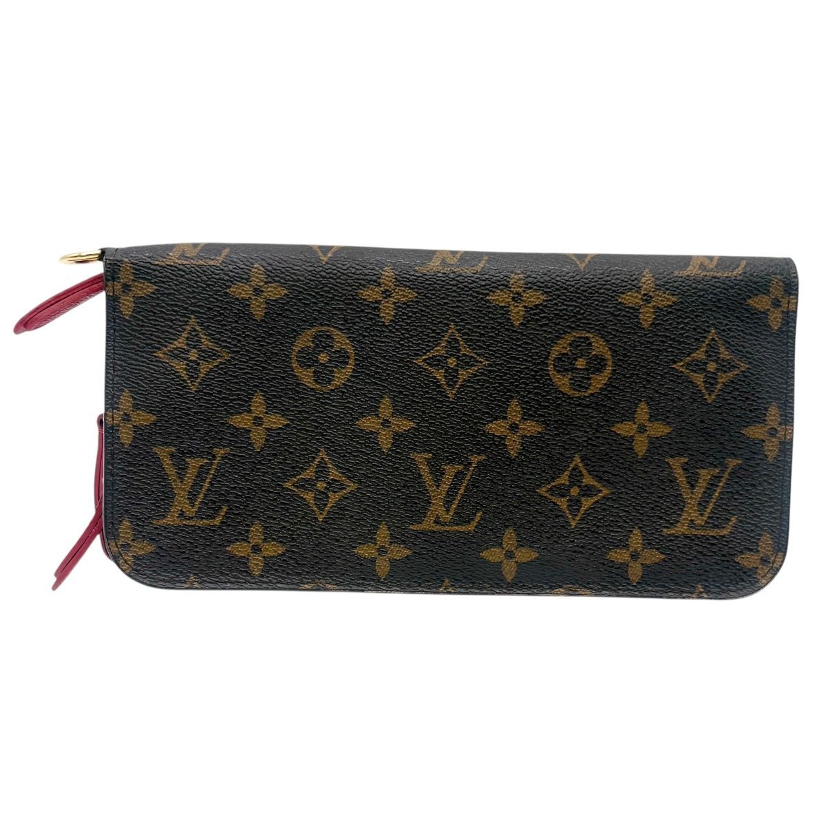 3651 ルイヴィトン 長財布 ポルトフォイユ アンソリット M 66701 折り財布 モノグラム イニシャル入り ブラウン レッド LOUIS VUITTON