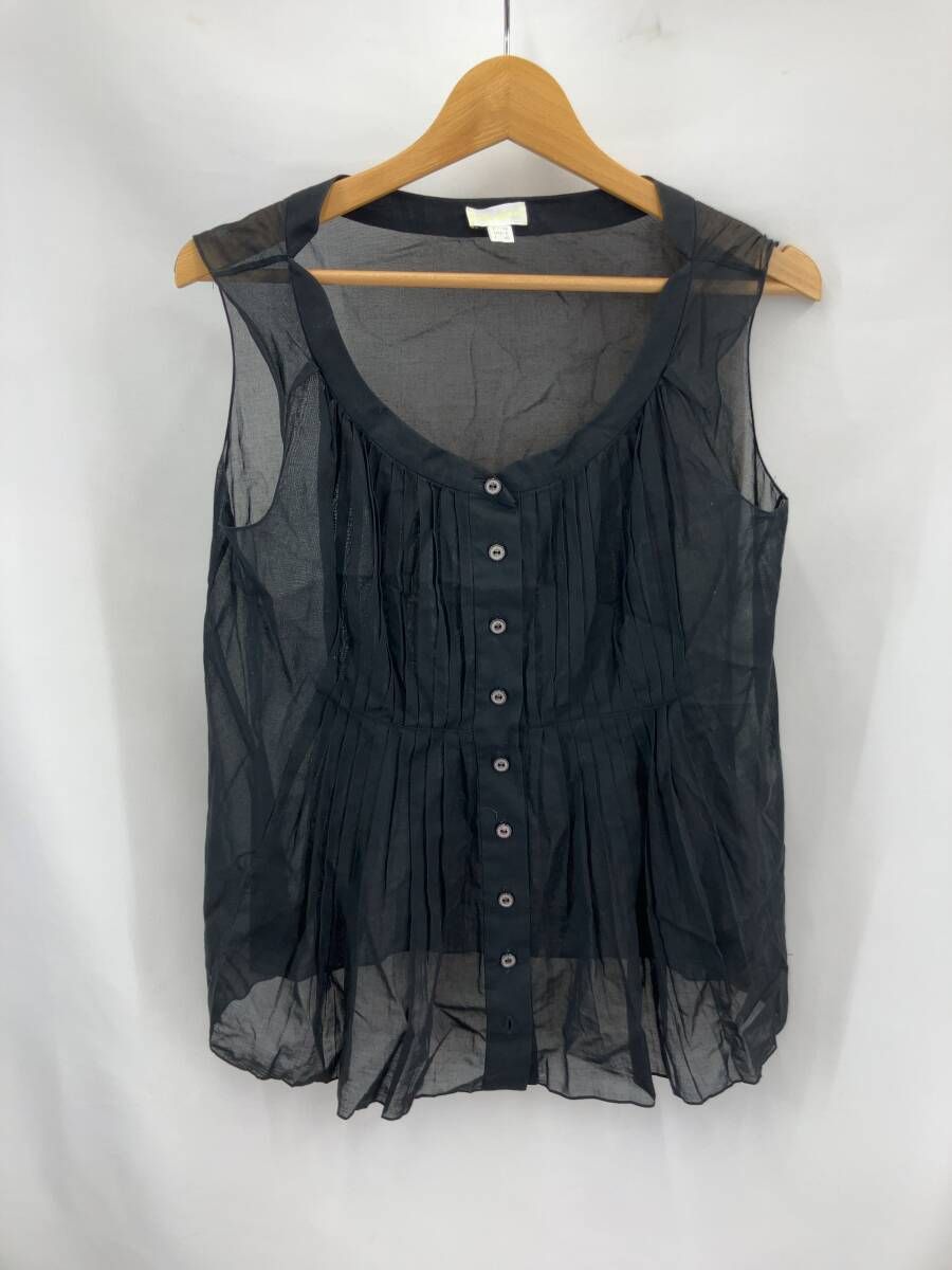 ニナリッチ プリーツシアーブラウス ノースリーブ ブラウス フランス製 サイズ36 ブラック 夏