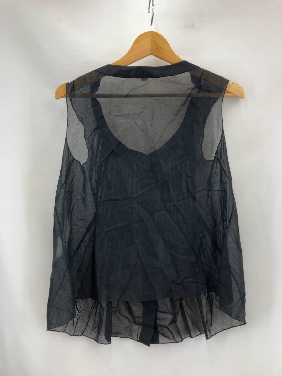 ニナリッチ プリーツシアーブラウス ノースリーブ ブラウス フランス製 サイズ36 ブラック 夏