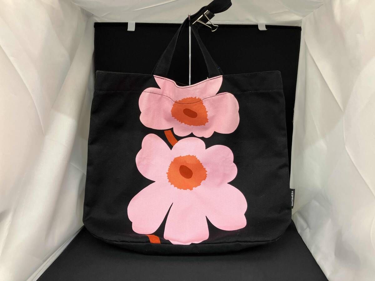 marimekko マリメッコ TORNA JUHLA UNIKKO トルナ ユフラ ウニッコ ビッグ トートバッグ ブラック ピンク レディース