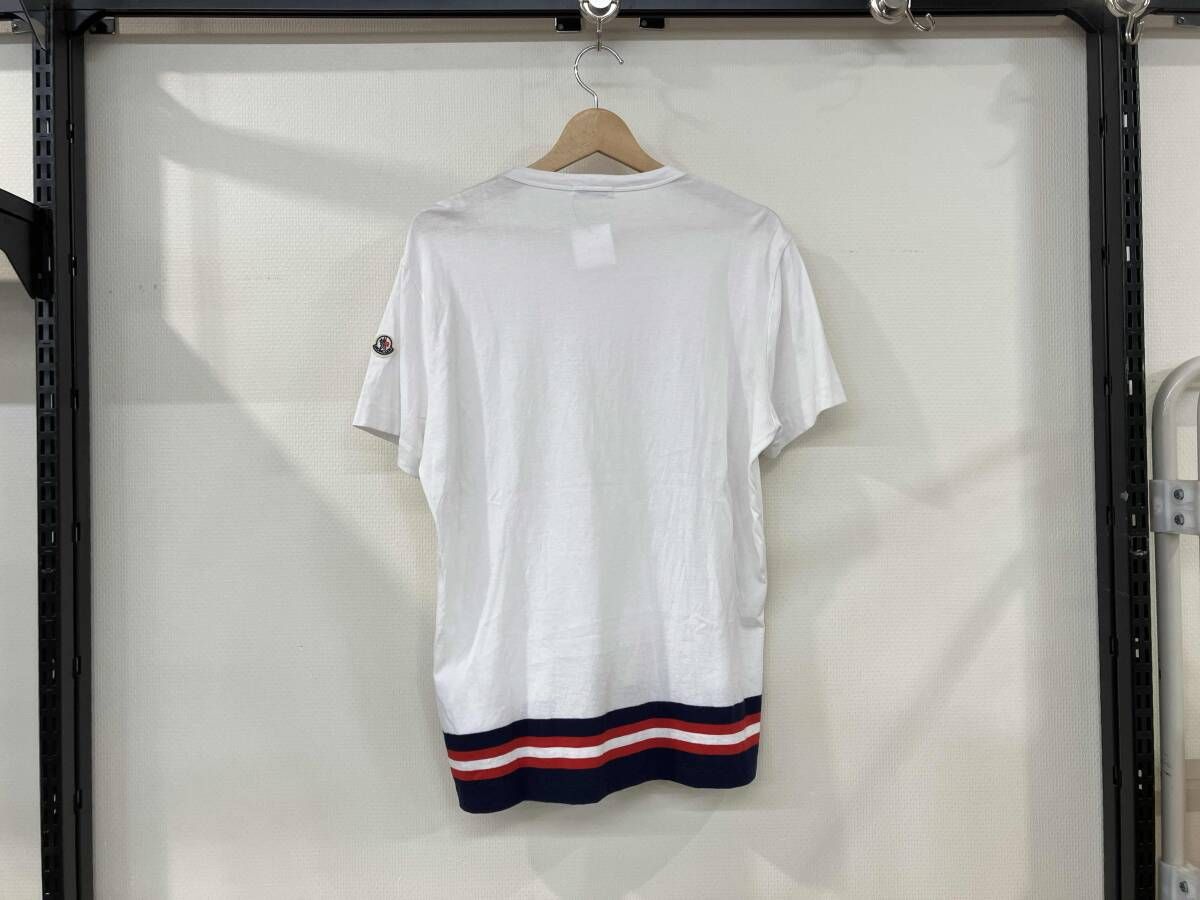 MONCLER モンクレール 半袖Tシャツ サイズM 8390 E 白 ホワイト トリコロール コットン メンズ クルーネック ワッペン
