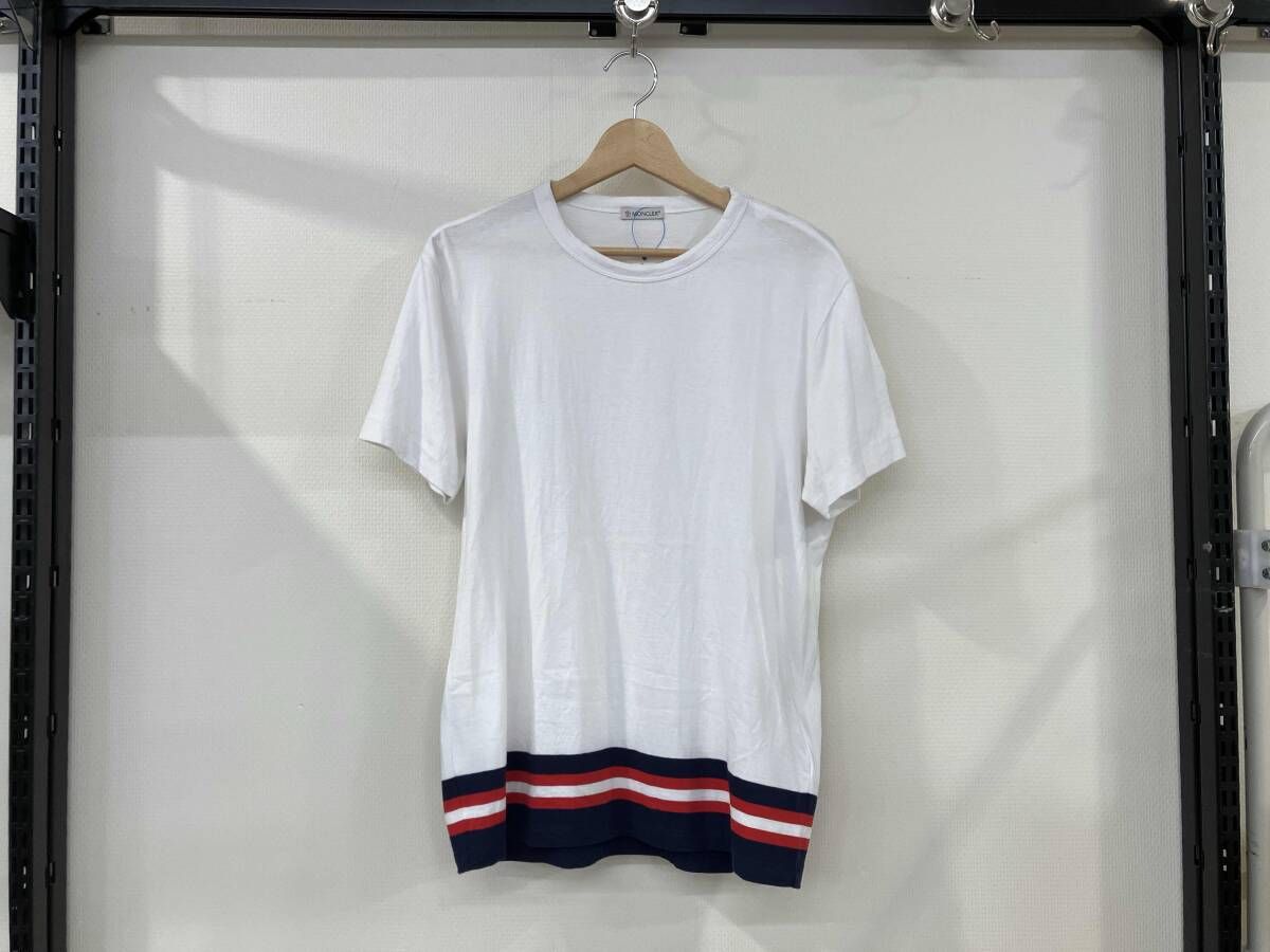 MONCLER モンクレール 半袖Tシャツ サイズM 8390 E 白 ホワイト トリコロール コットン メンズ クルーネック ワッペン