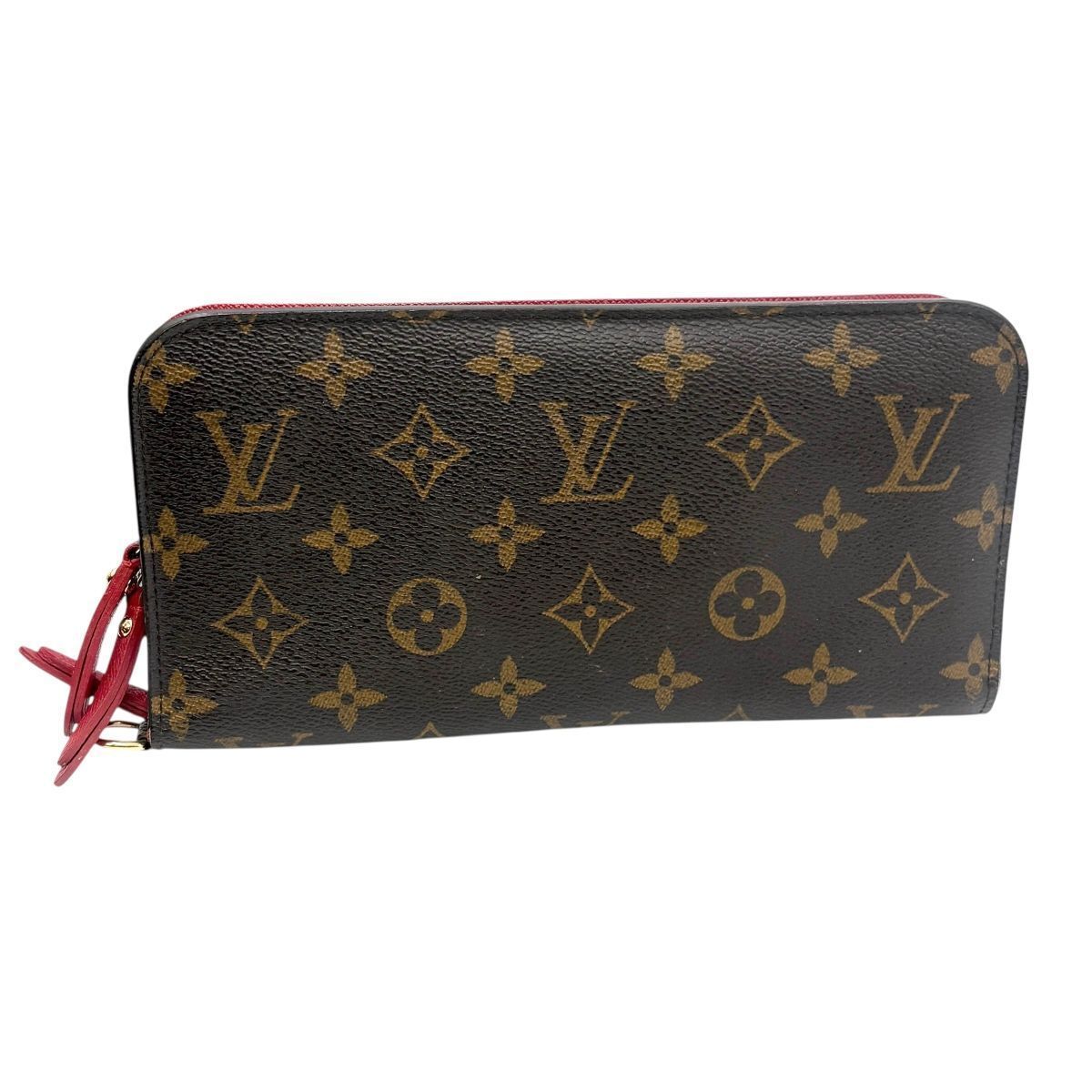 3651 ルイヴィトン 長財布 ポルトフォイユ アンソリット M 66701 折り財布 モノグラム イニシャル入り ブラウン レッド LOUIS VUITTON