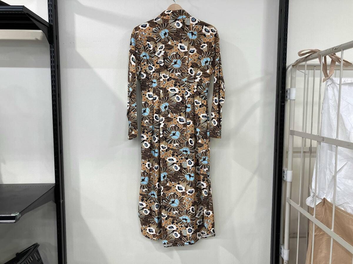 VERMEIL par iena ヴェルメイユ パー イエナ 長袖ワンピース サイズF ブルー オレンジ ブラック 花柄 レディース