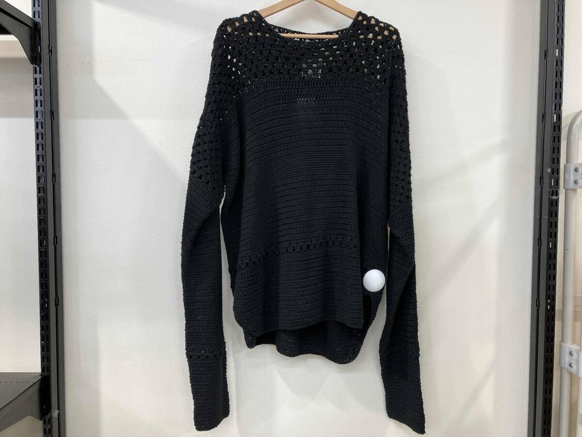 SEE ALL シーオール CROCHET ALGODON MIX 長袖ニット セーター サイズ2 ブラック 黒 コットン 綿 アルゼンチン製