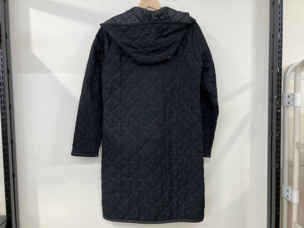 Lavenham ラベンハム ウールコート フーディ フロントボタン サイズ38 ブラック 黒 羊毛 ポリエステル 綿 イギリス製
