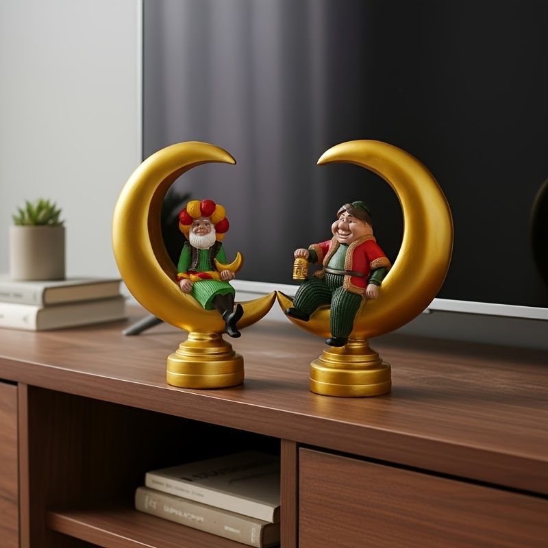 オブジェ 置物 月に座っている小人 2種類 インテリア リビング ダイニング 玄関 寝室 装飾 オーナメント 樹脂 プレゼント ギフト オシャレ ユニークデザイン 棚装飾 オフィスデコレーション
