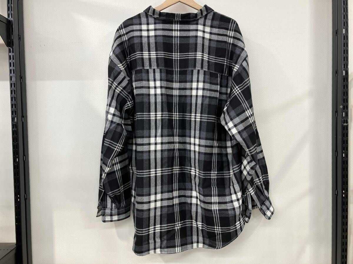 Graphpaper グラフペーパー 長袖ウールボタンシャツ チェック柄 テールカット サイズF ブラック グレー ホワイト 羊毛 GM 214-50037