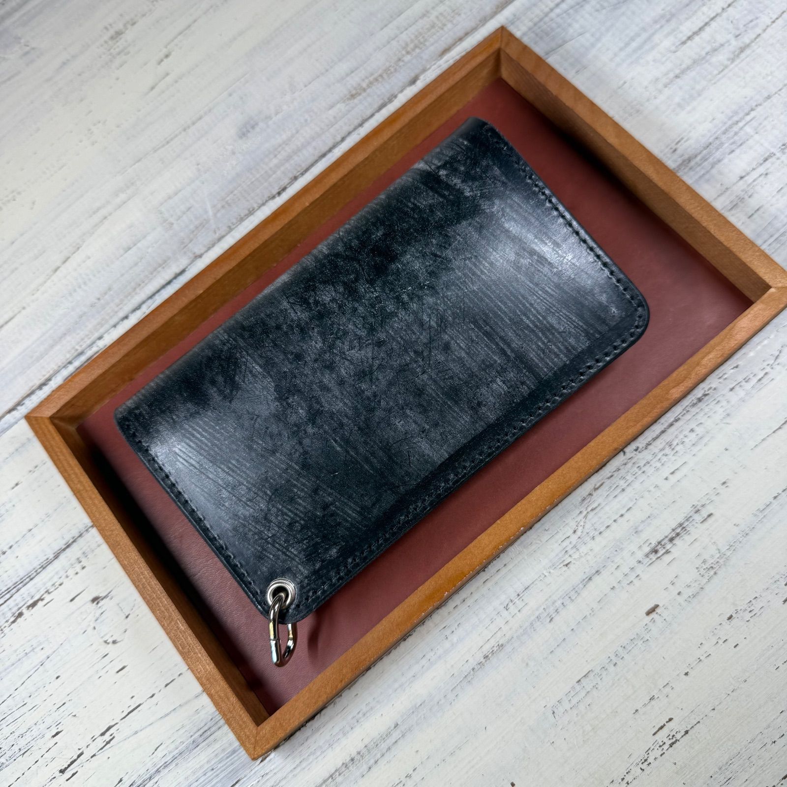 【トラッカーウォレット ミドル 2層】 ブラック 北米ステア シルバー YKK トラッカーウォレット ミドル 2層】 ブラック 北米ステア シルバー YKK