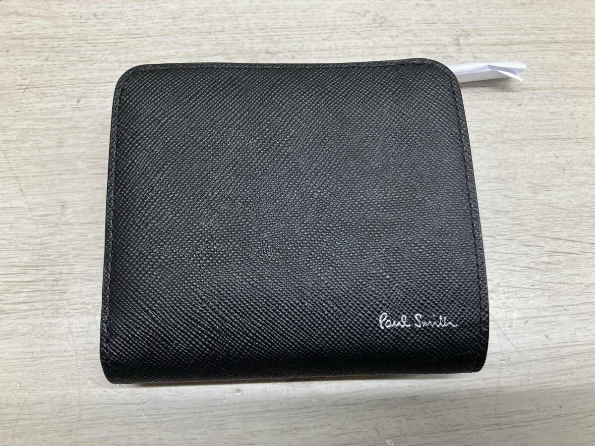通年 PAUL SMITH ポールスミス 二つ折り財布 ブライトストライププラー 553-423 ブラック