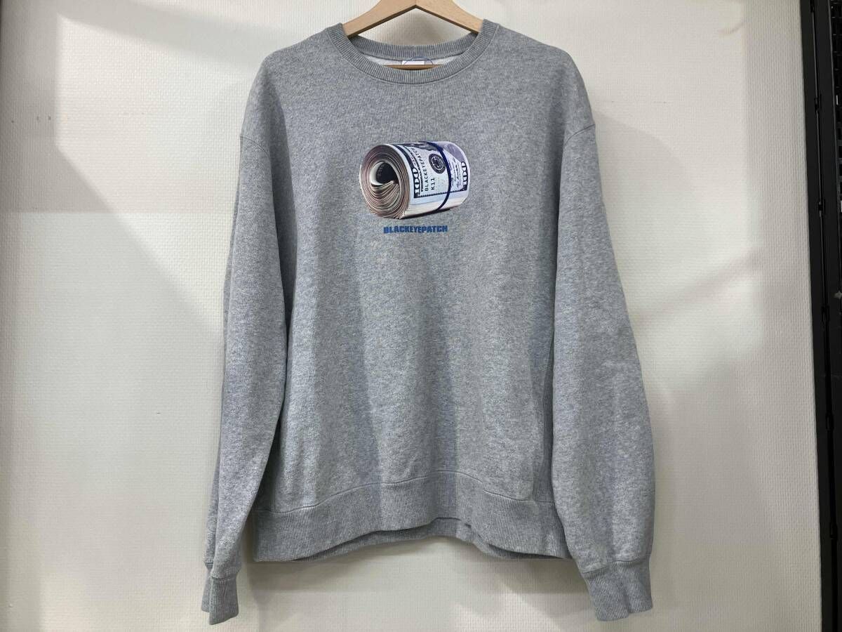 BlackEyePatch ブラックアイパッチ 両面プリントトレーナー スウェット サイズL グレー コットン 綿 ポリウレタン 中国製