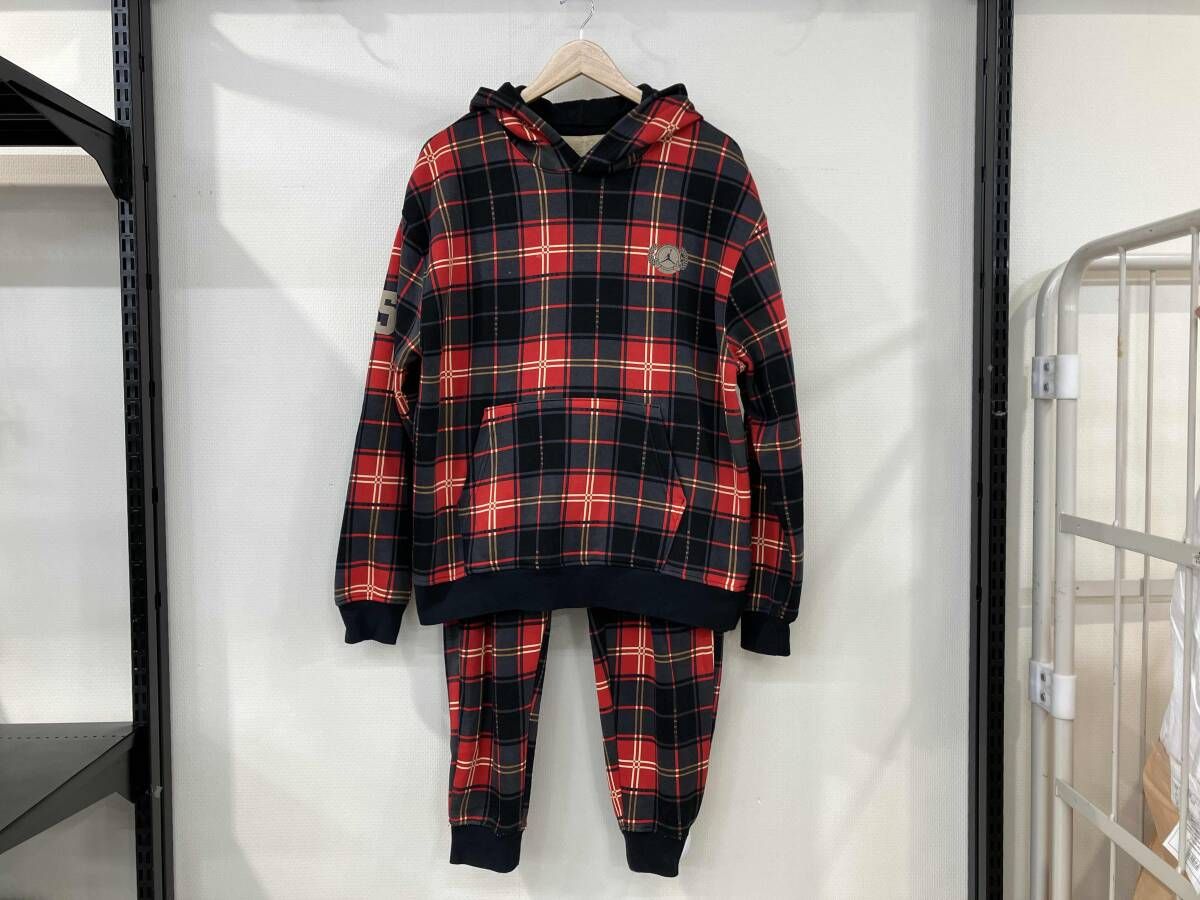 NIKE ナイキ JORDAN BRAND パーカー セットアップ XL 赤 黒 レッド ブラック チェック DV 1580-612コットン ポリエステル メンズ 裏起毛