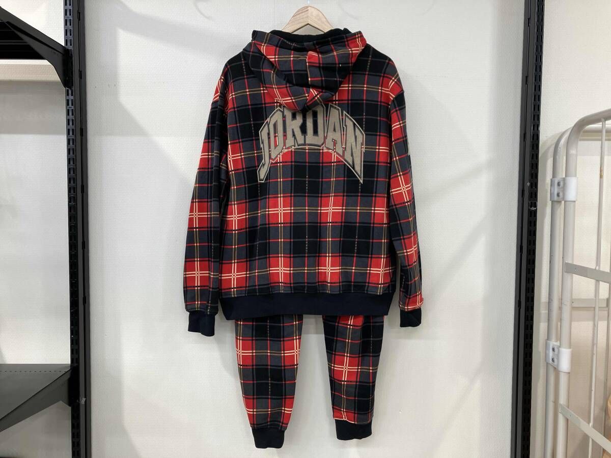 NIKE ナイキ JORDAN BRAND パーカー セットアップ XL 赤 黒 レッド ブラック チェック DV 1580-612コットン ポリエステル メンズ 裏起毛
