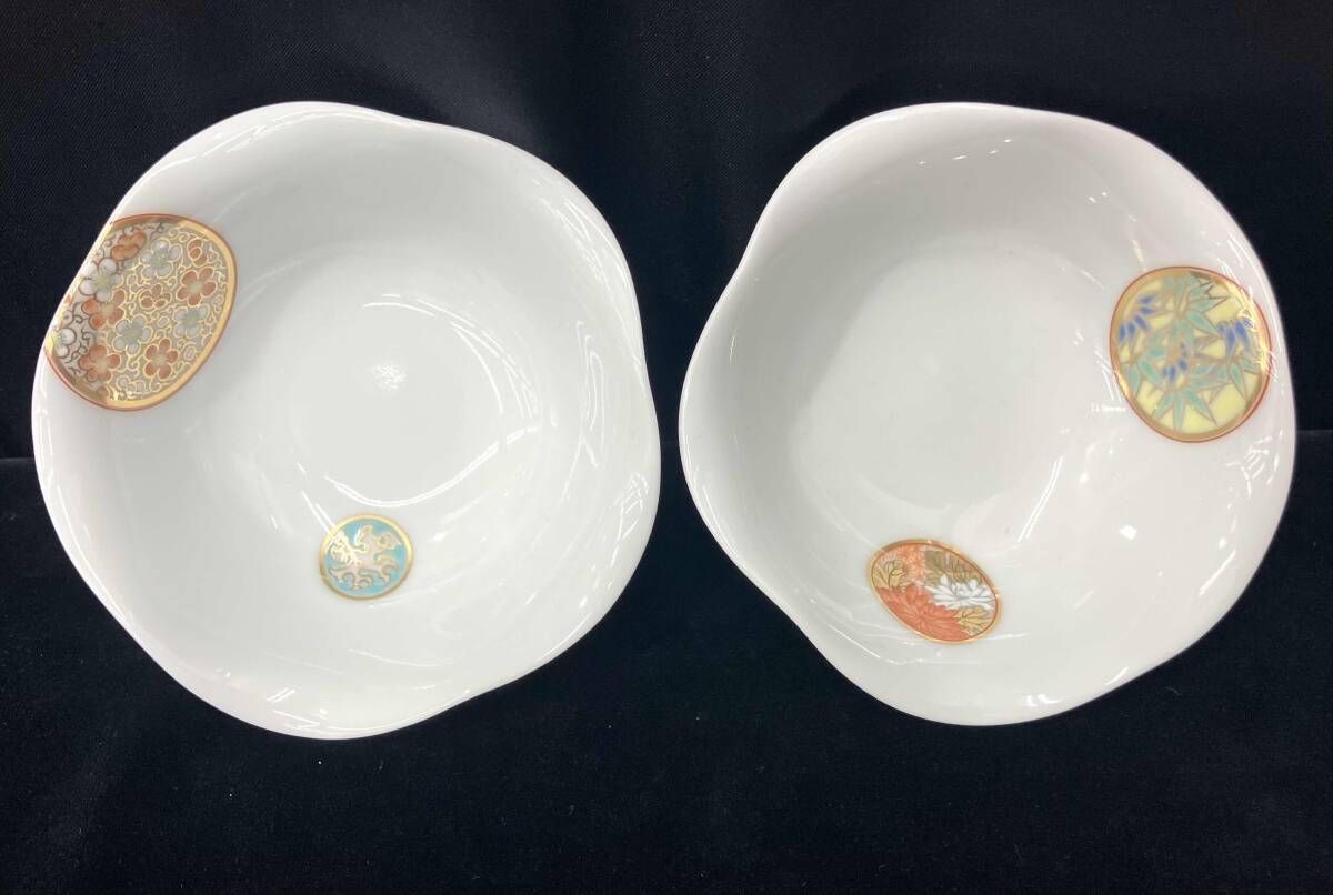 未使用 深川製磁 寿 赤絵 小皿揃 5客セット 吉祥紋様 金彩