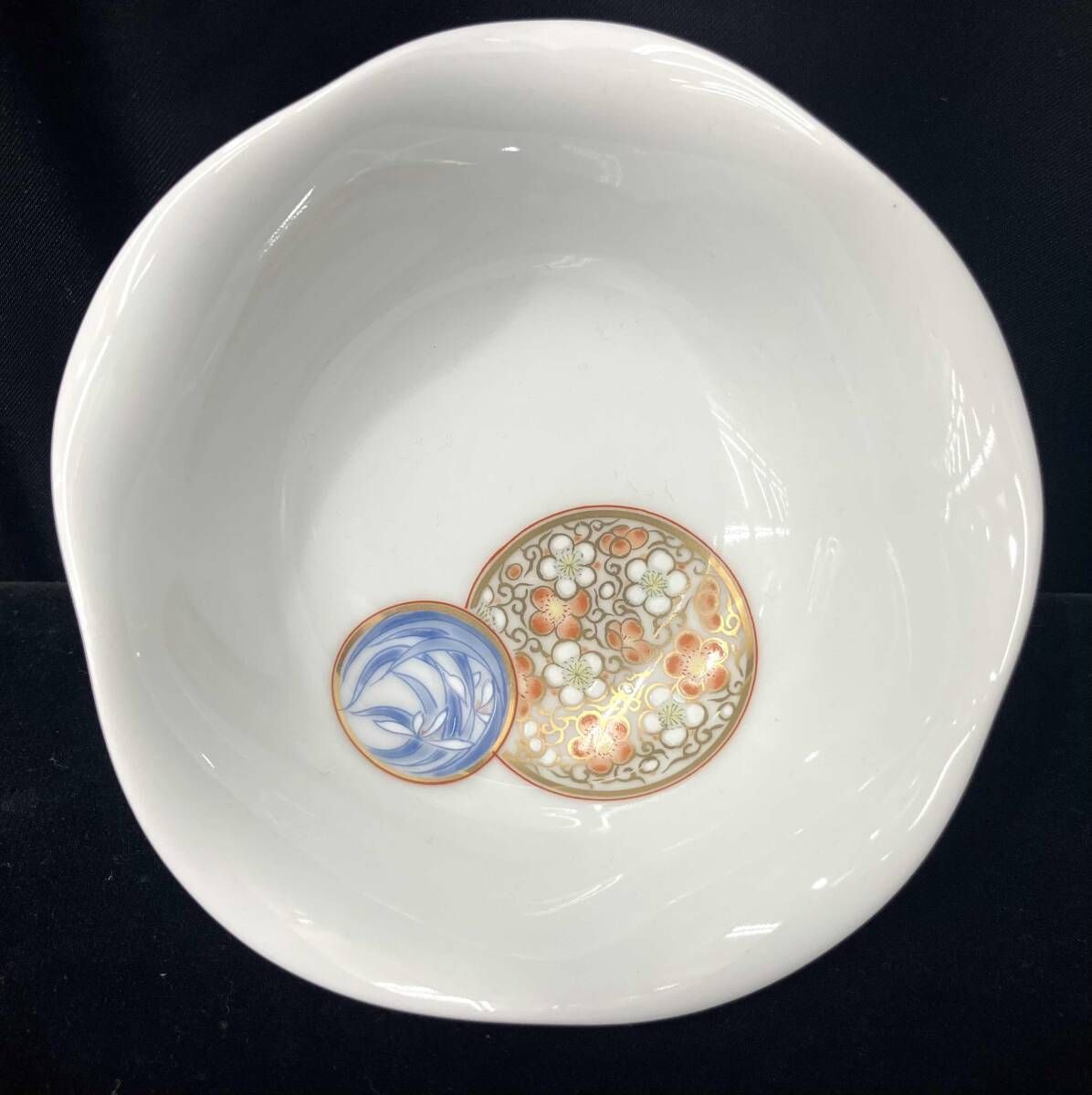 未使用 深川製磁 寿 赤絵 小皿揃 5客セット 吉祥紋様 金彩