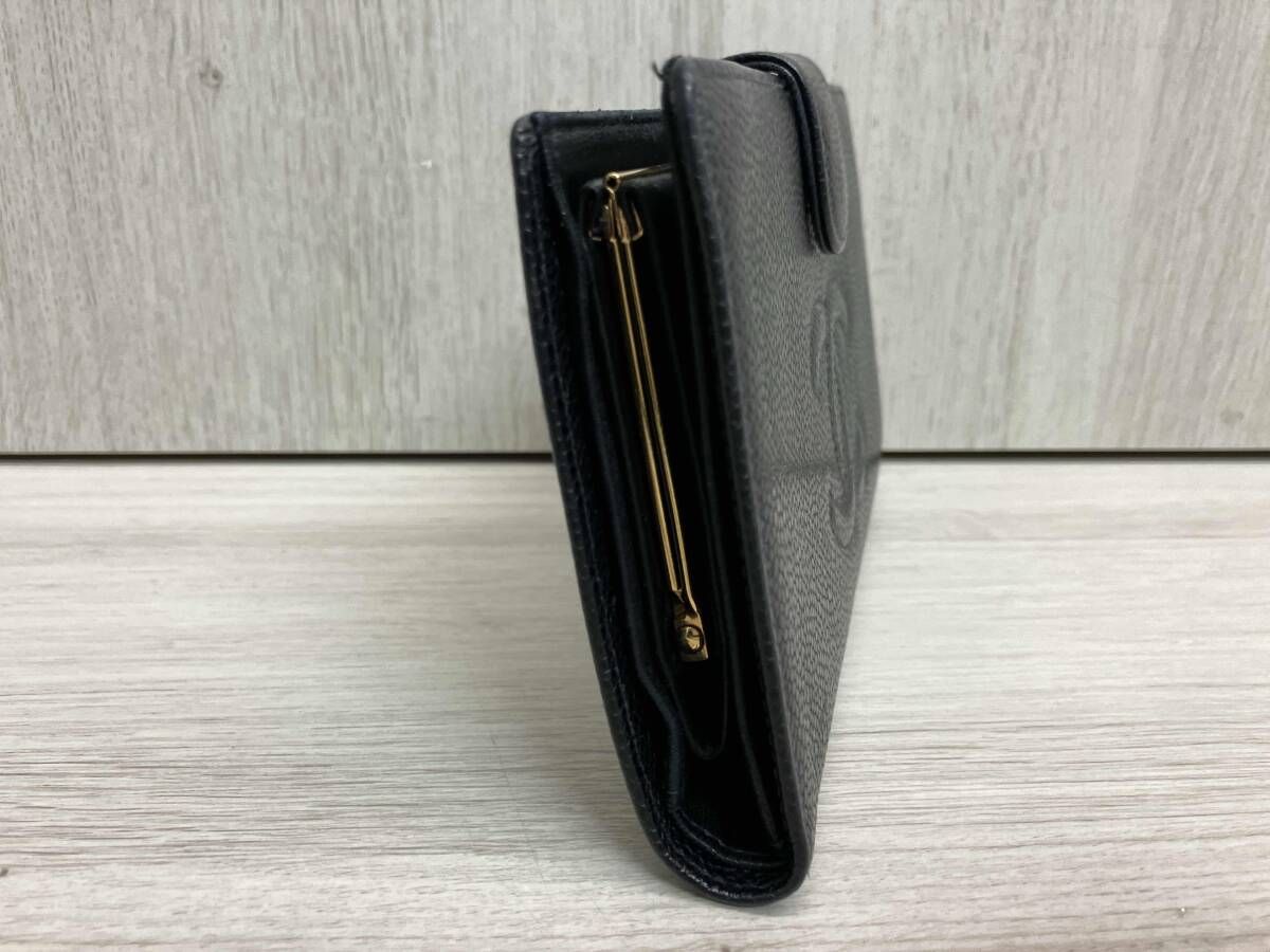 CHANEL キャビアスキン 二つ折りミディアム財布 ブラック 58 79 シャネル