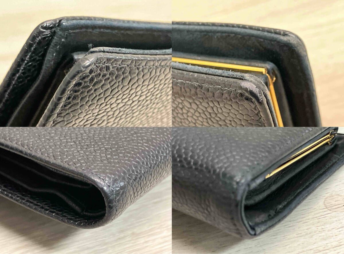  CHANEL キャビアスキン 二つ折りミディアム財布 ブラック 58 79 シャネル その他 小物