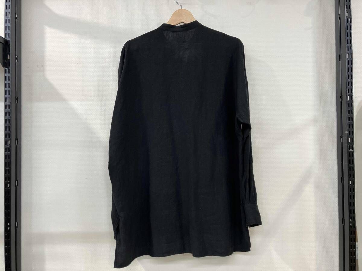 KAPTAIN キャプテンサンシャイン FLY FRONT BAND COLLAR SHIRT 長袖シャツ サイズ38 黒 ブラック リネン メンズ