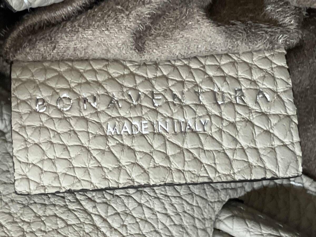  BONAVENTURA ボナベンチュラ ノア バッグ シュリンクレザー シボ革 エンボスレザー 巾着バッグ グレージュ系 イタリア製 その他 バッグ