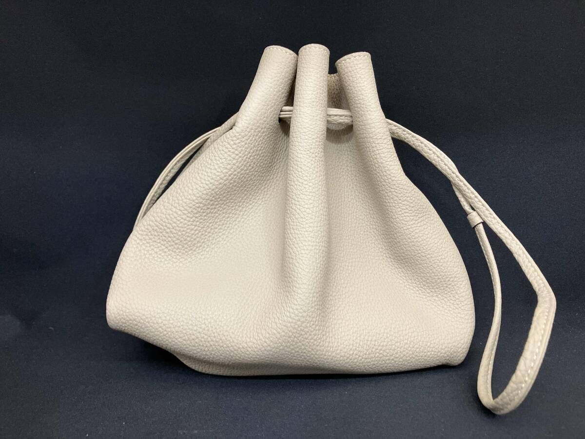 BONAVENTURA ボナベンチュラ ノア バッグ シュリンクレザー シボ革 エンボスレザー 巾着バッグ グレージュ系 イタリア製