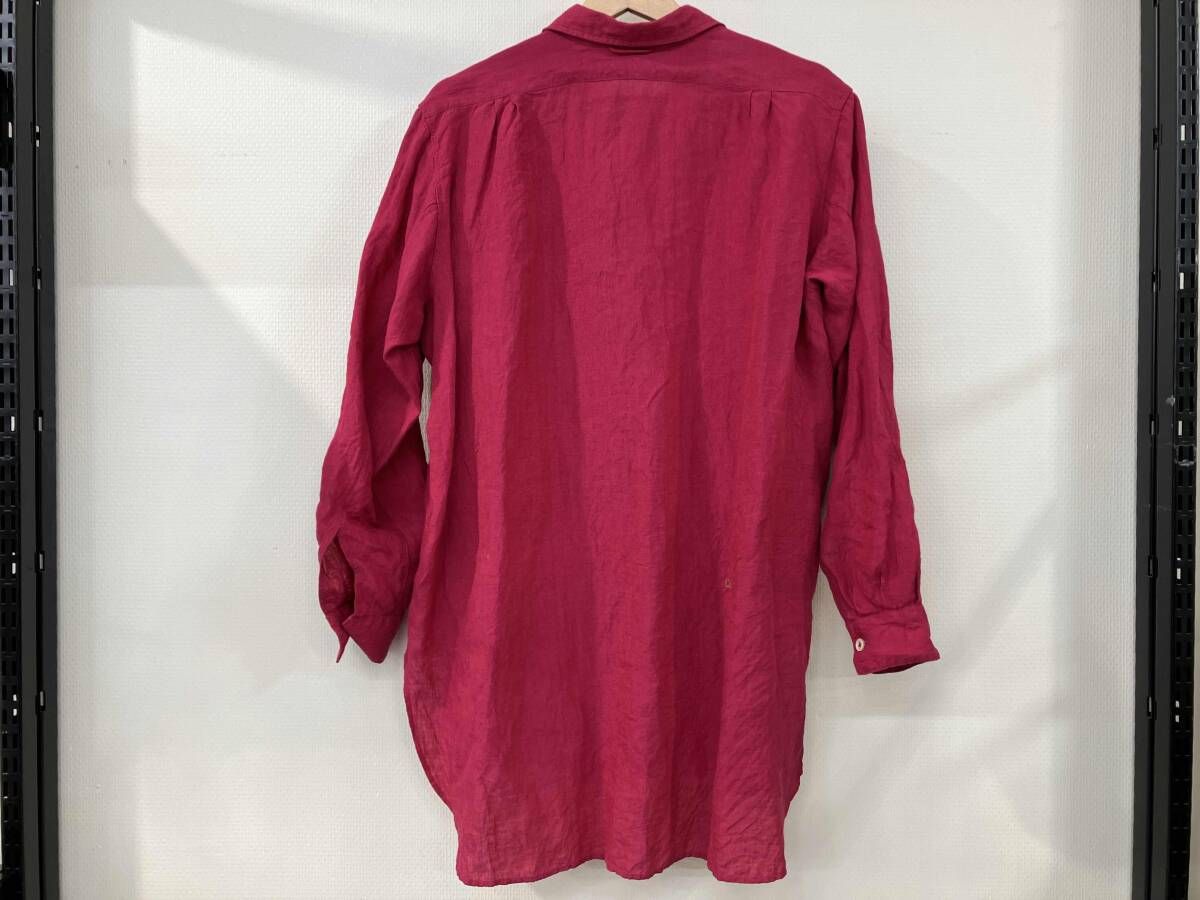 45 RPM フォーティーファイブアールピーエム 長袖 リネンシャツ ブラウス テールカット ハーフボタン レッド 赤 麻 インド製