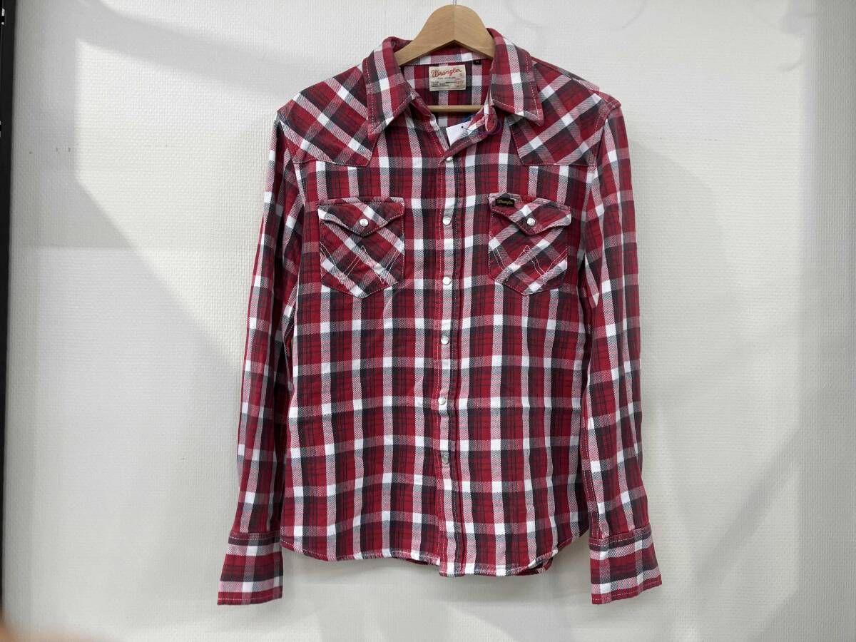 wrangler ラングラー ウエスタン タータンチェック柄 長袖シャツ スナップボタン メンズ 古着 サイズM レッド 赤 W9166