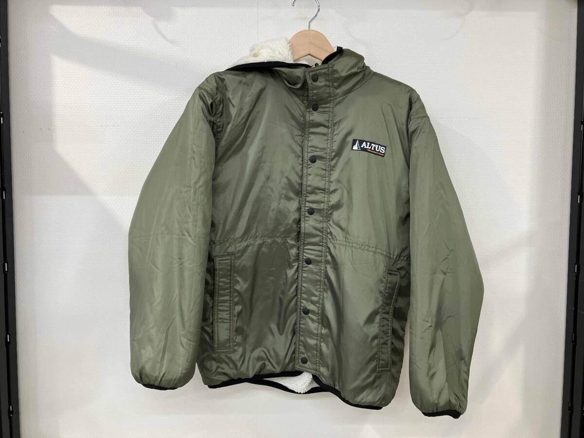 ALTUS アルタス リバーシブルボアフリースジャケット S IN OR 020 JF 21 AW ホワイト グリーン カーキ フード付き メンズ アウター