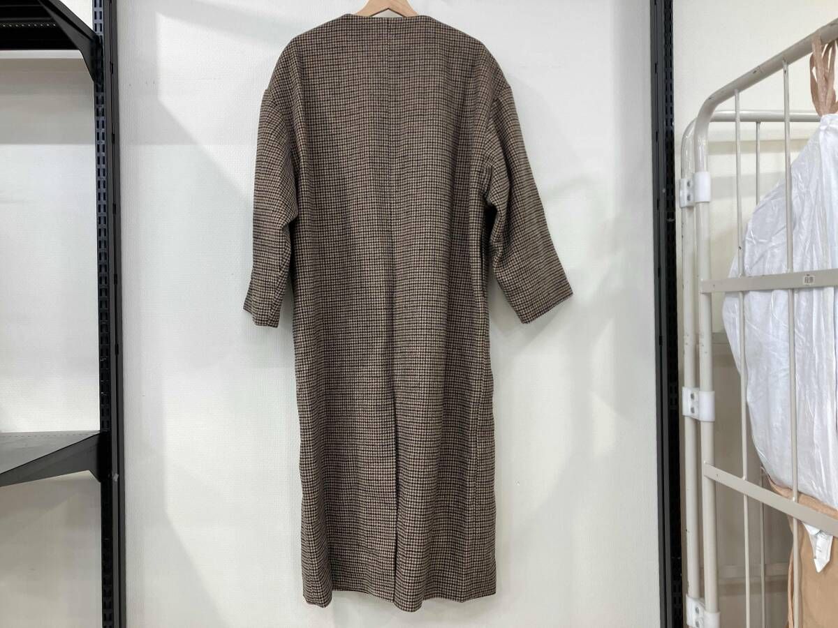 Eaphi エフィ NO COLLAR WOOL CHECK COAT ノーカラーウールチェック 