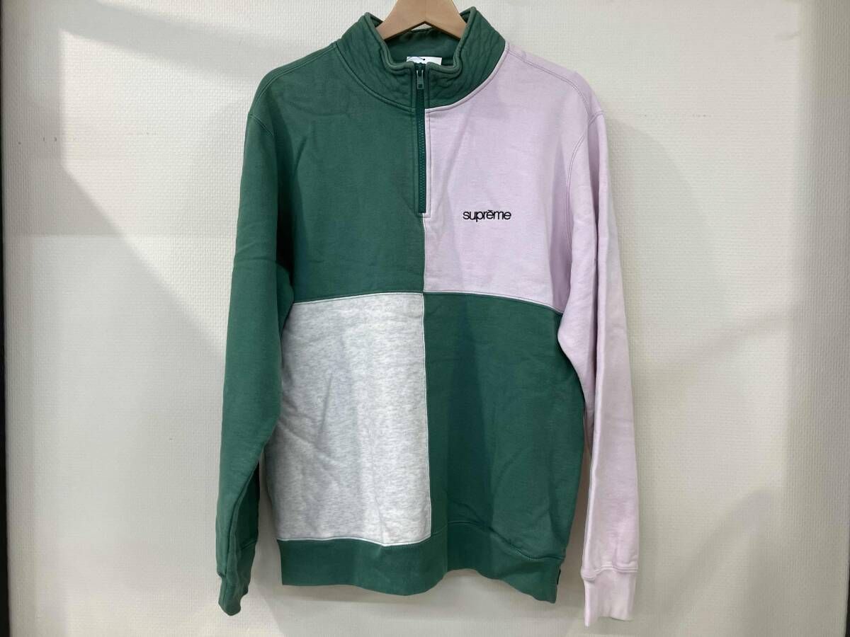 Supreme シュプリーム Color Blocked ハーフジップスウェット トレーナー サイズM グリーン ホワイト ピンク コットン 綿 中国製 汚れ有り