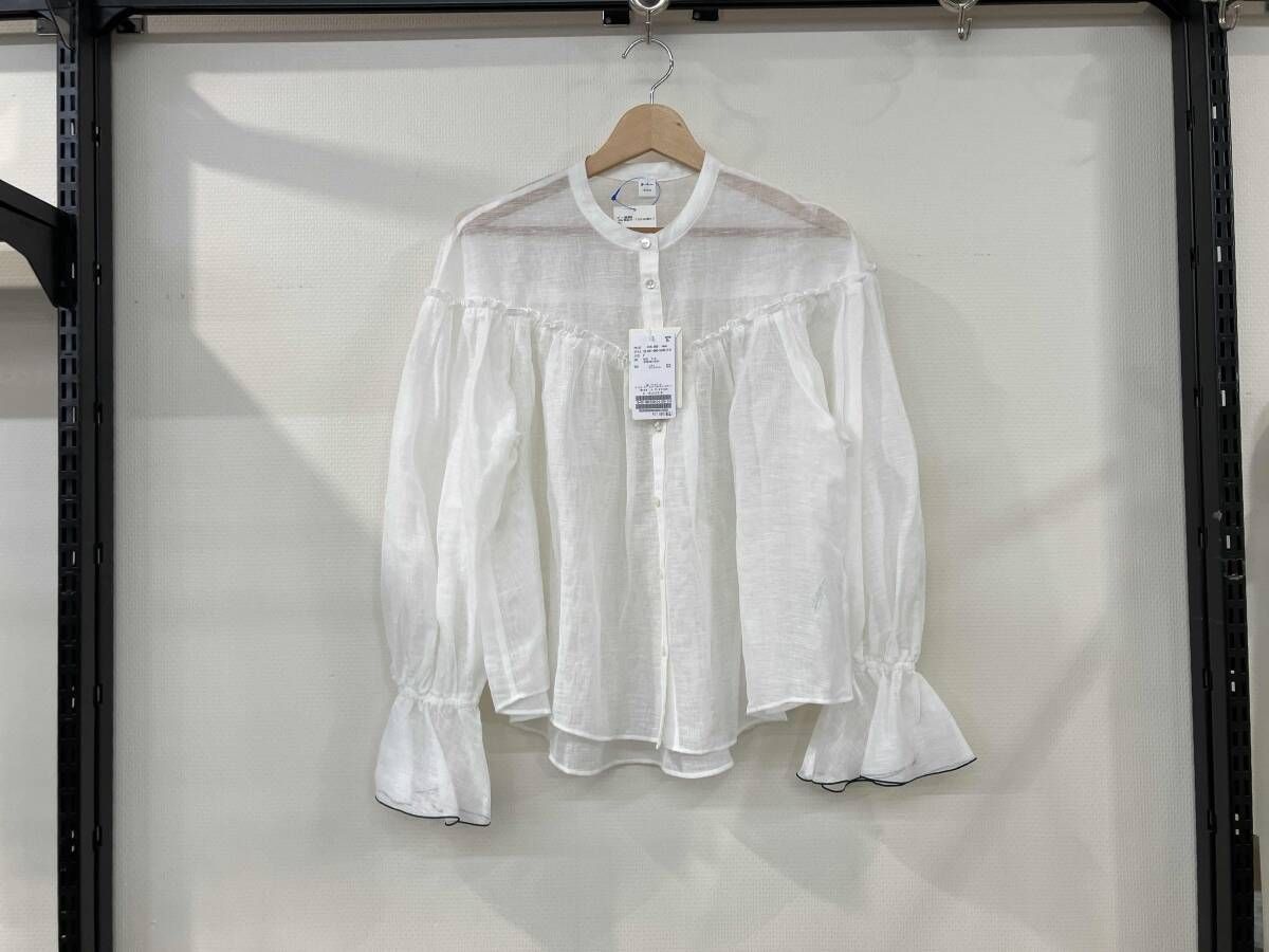 IENA イエナ B. リネン混シアーブラウス 長袖シャツ サイズF 25-051-900-5100-2-0 白 ホワイト リネン ポリエステル レディース