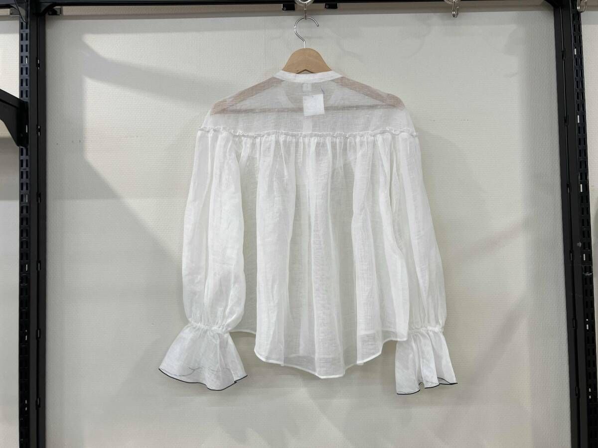 IENA イエナ B. リネン混シアーブラウス 長袖シャツ サイズF 25-051-900-5100-2-0 白 ホワイト リネン ポリエステル レディース