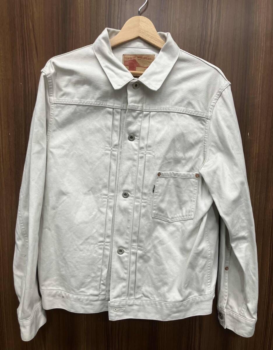 FOB FACTORY エフオービーファクトリー Gジャン デニムジャケット A F 2438 ホワイト 月桂樹ボタン サイズL