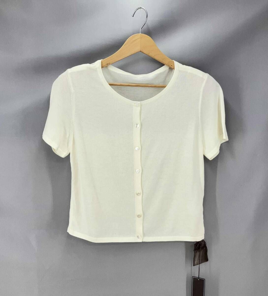 foxey フォクシー リトルシェル カシミヤ 半袖カーディガン アンサンブル サイズ42 オフホワイト 通年