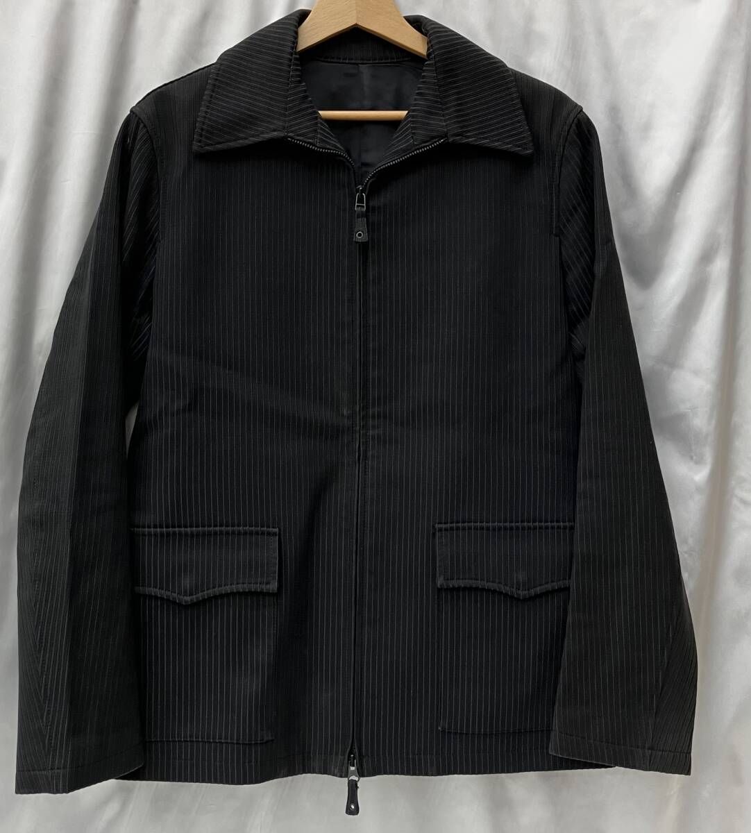 Jean Paul HOMME ジャンポールゴルチエ オム ダブルジップジャケット ストライプ ブラック メンズ サイズ48