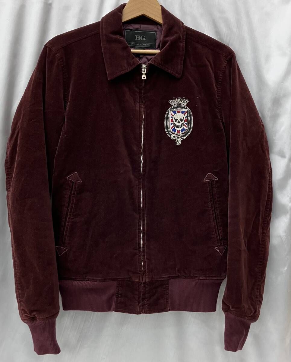 GLAMOUR ヒステリックグラマー ブルゾン 4 AB-1592 バイクガール ベロア メンズ Mサイズ バーガンディ