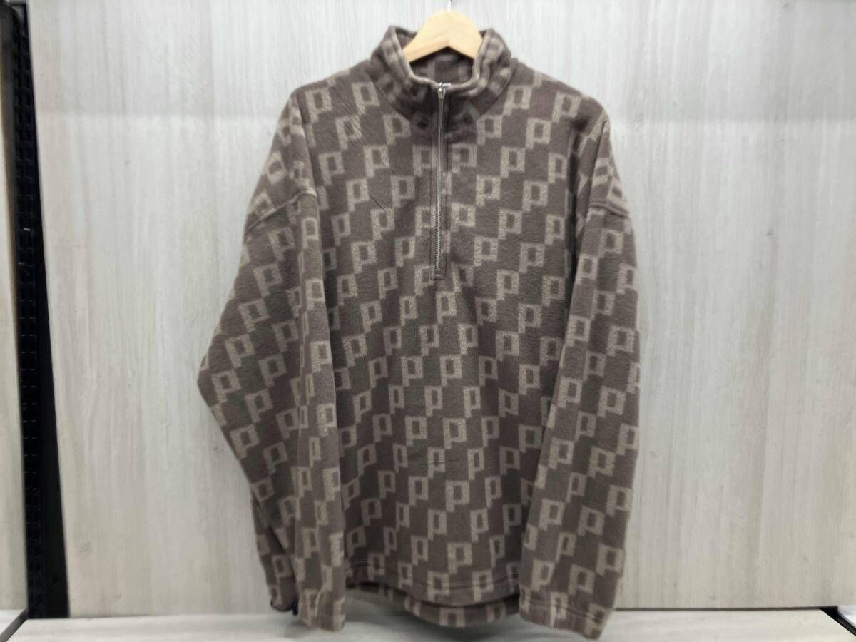 冬 POLAR SKATE ポーラースケート フリース ハーフジップ ガラ L 茶