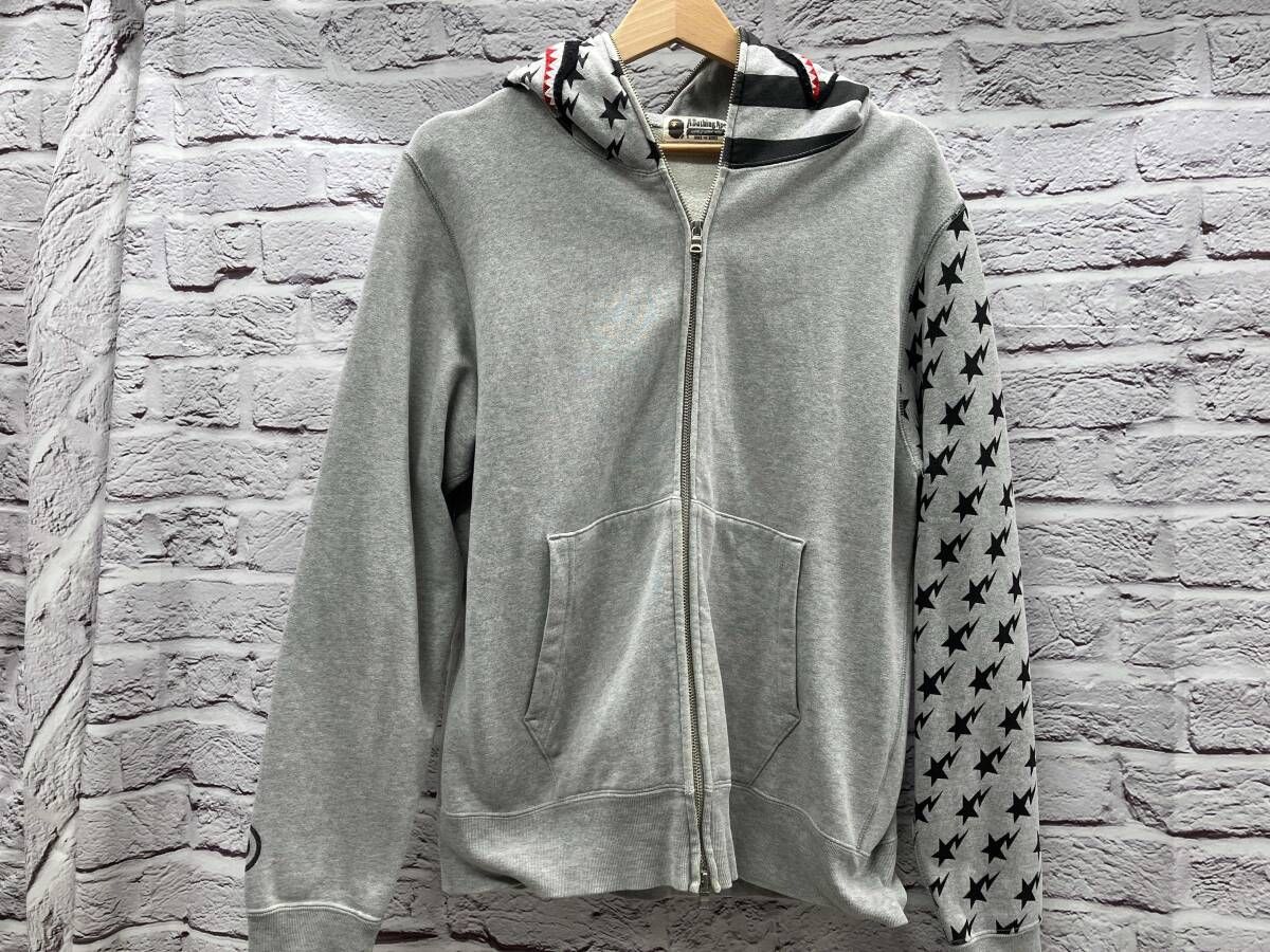 A BATHING APE パーカー フルジップシャークパーカー 表記サイズM グレー