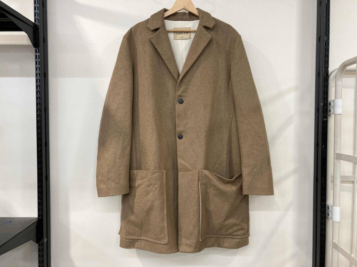 チェスターコート アウター サイズ48 ブラウン 茶色 ウール ナイロン イタリア製 A 20 632 2089