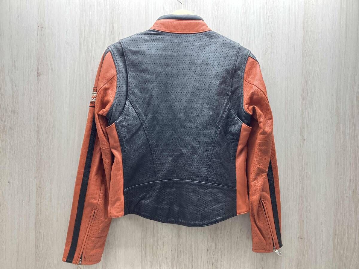 HARLEY ハーレーダビッドソン シングルライダースジャケット 98116-07 VW レザー×メッシュ 革ジャン ワッペン 刺繍 サイドジップ